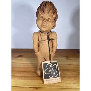 Vtg Lee Bortin Originals Clay Pottery Sculpture SECRETS Farm Boy Figurine W/Tag
